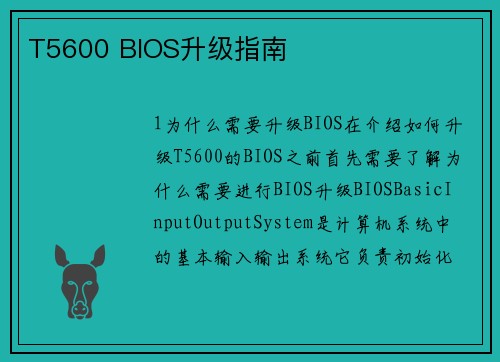 T5600 BIOS升级指南
